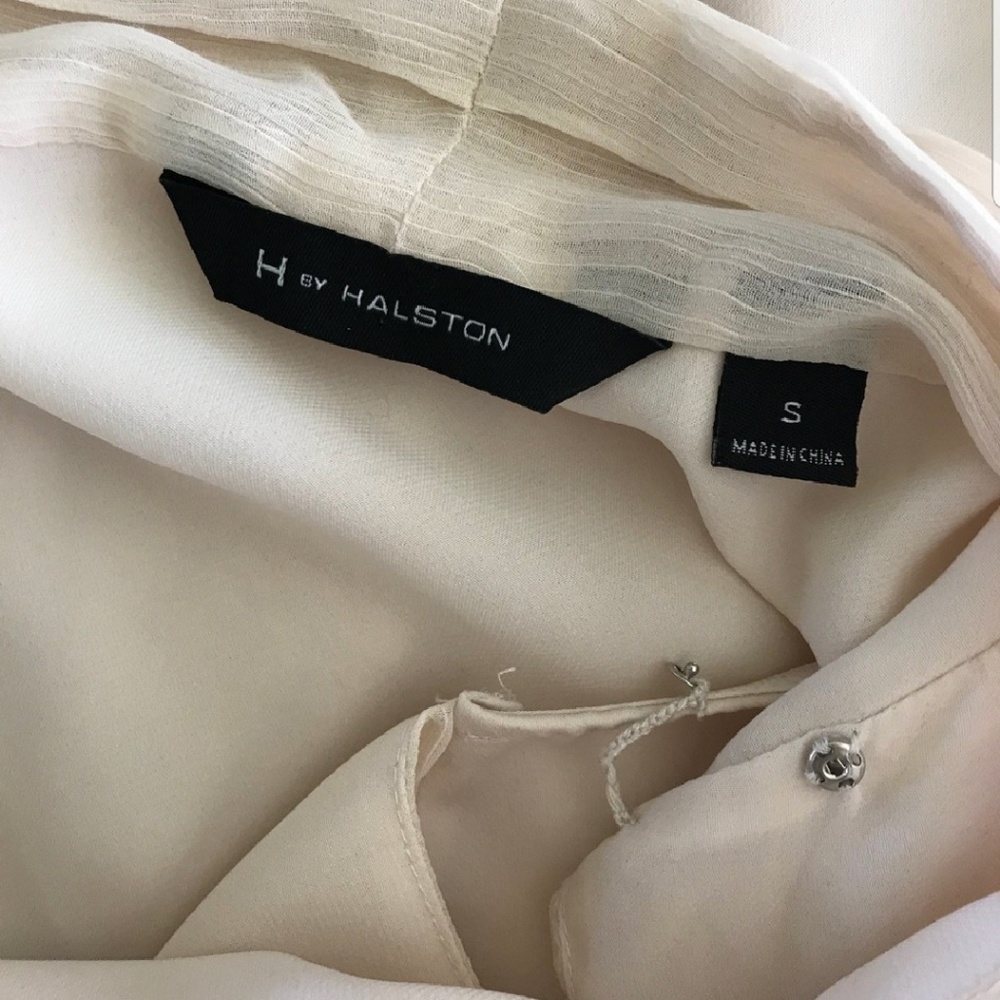 H by Halston Chiffon Sleeveless Tank Top Cream S - Picture 3 of 3